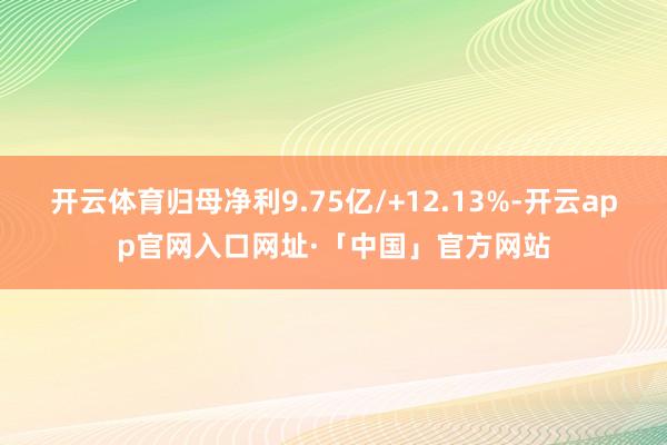开云体育归母净利9.75亿/+12.13%-开云app官网入口网址·「中国」官方网站