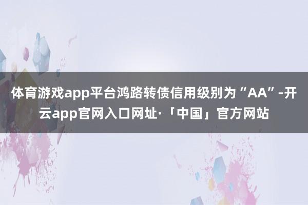 体育游戏app平台鸿路转债信用级别为“AA”-开云app官网入口网址·「中国」官方网站
